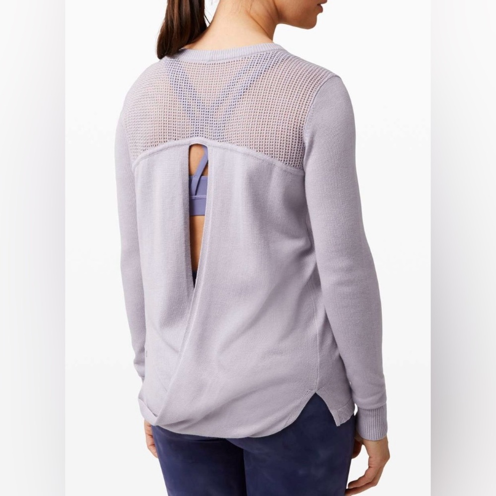 Lululemon Back To Balance Long Sleeve Sweater Open Back Iced Iris Size 8,10?